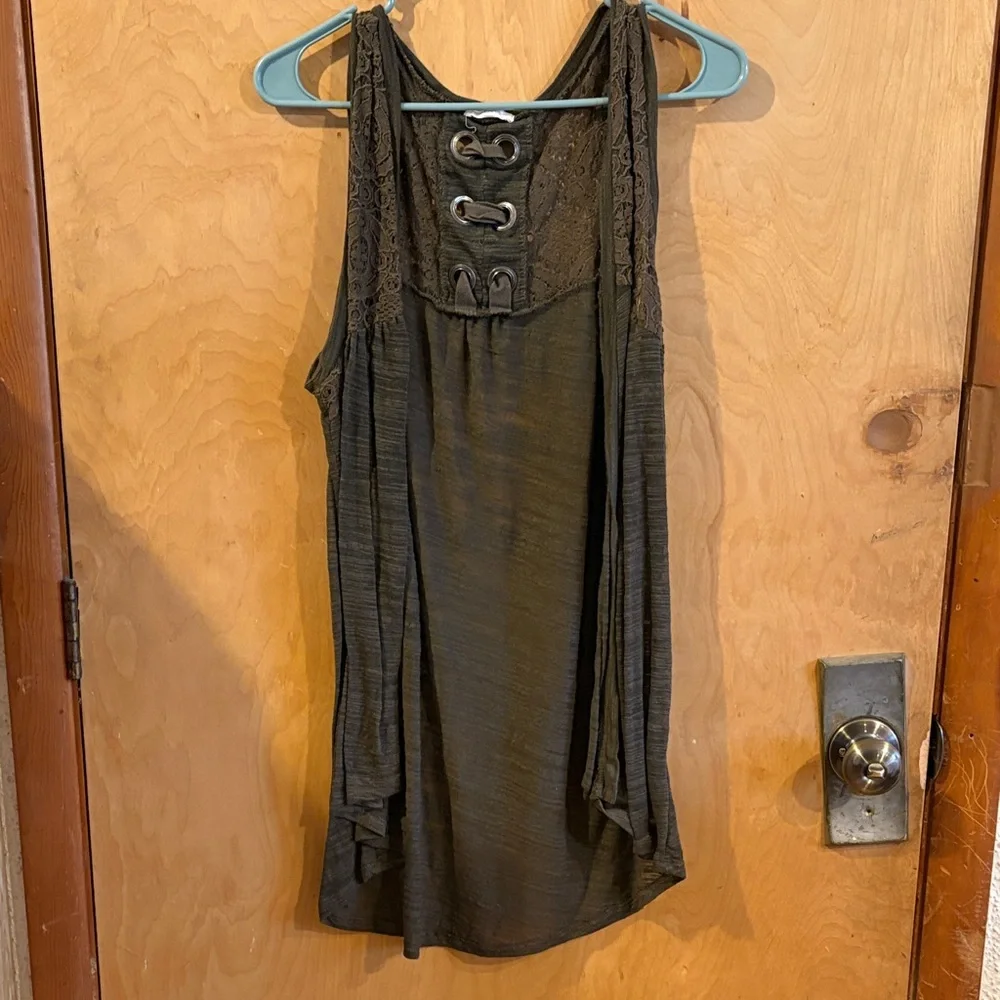 Maurices Brown Lace-Detail Tank Top - Picture 1 of 4